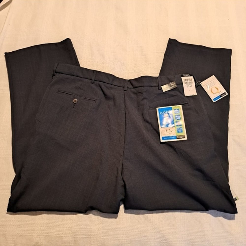 Haggar men's size 42 x 30 performance cool 18, expandable waist, blue pants, New - Picture 4 of 9